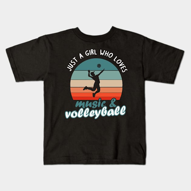 Girls sport volleyball music women team hobby Kids T-Shirt by FindYourFavouriteDesign